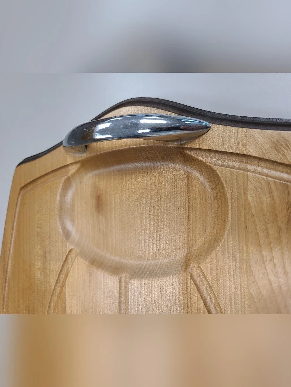 Kasuga Ware Wood Carving Board with Handles and Metal Fowl holder attachment